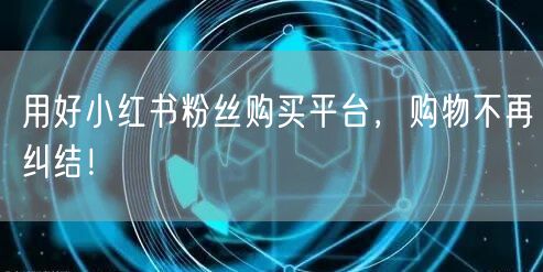 用好小红书粉丝购买平台，购物不再纠结！