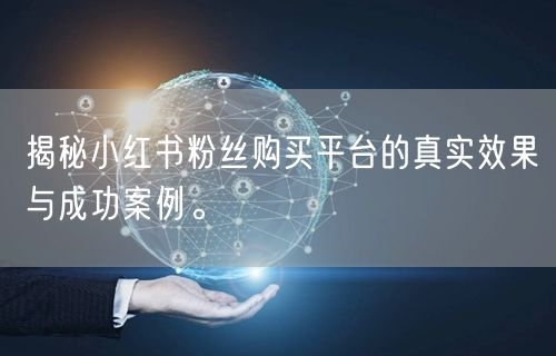 揭秘小红书粉丝购买平台的真实效果与成功案例。